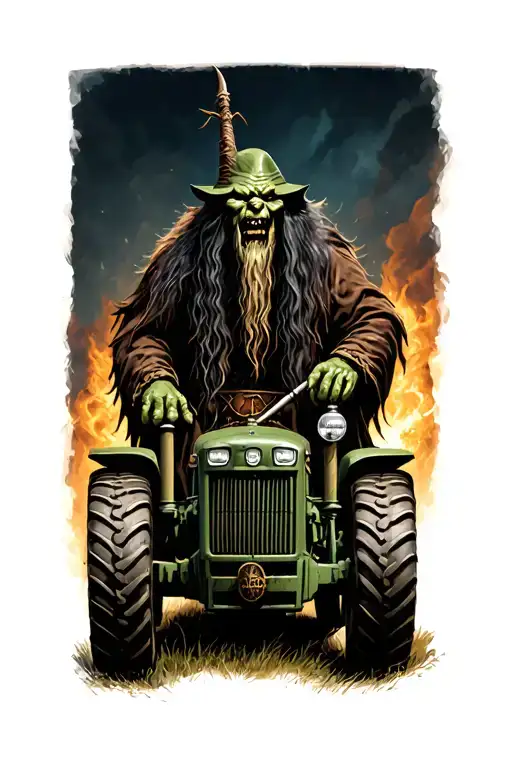 Old School Tractor And The Witchking From Lord Of The Rings