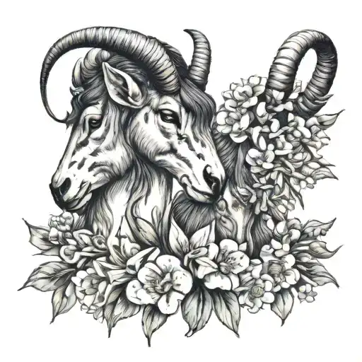 2X Capricorn Heads With Snowdrops And Carnations