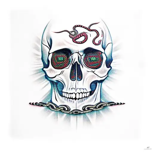 Skull With Snakes Through The Eyes Bleeding Eyes