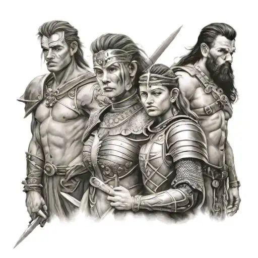 Female Warrior And Family