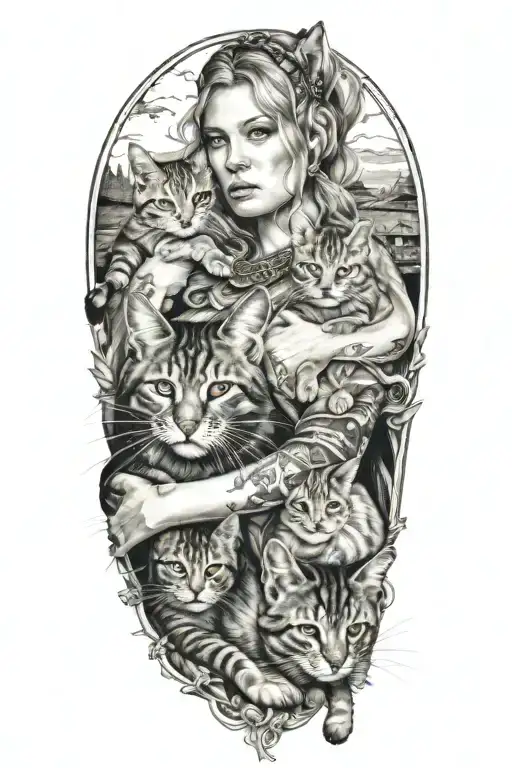 Freya With Her Cats