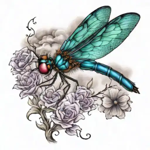 Purple And Teal Dragonfly Flying In Heaven