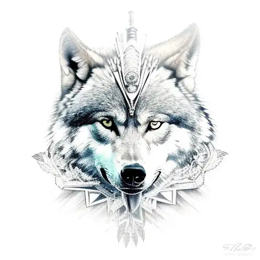 Pretty Girl With War Pain And Wolf Headdress