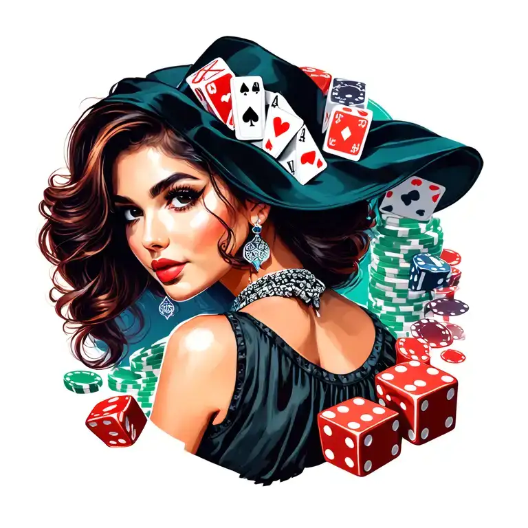 Casino Girl With Dice