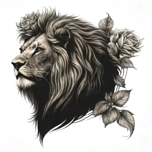 Lion And Roses