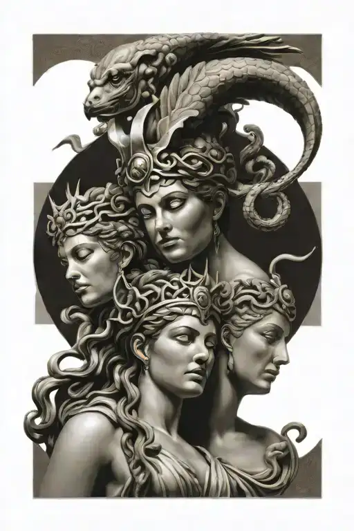 Athena And Medusa Holding The Head