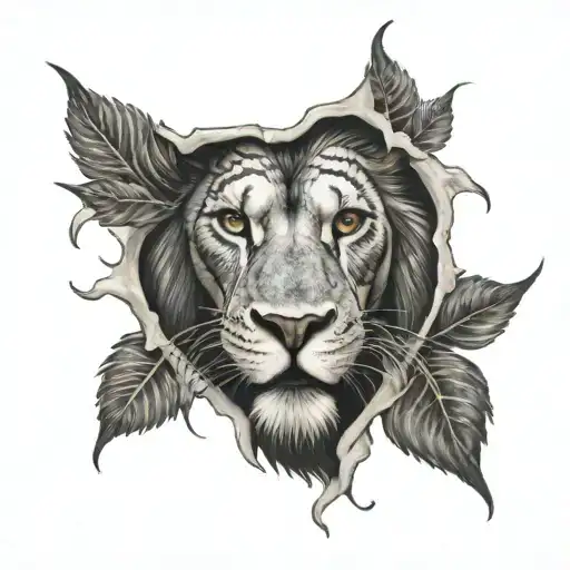 Mask Of A Lion Opening And In The Background My Face