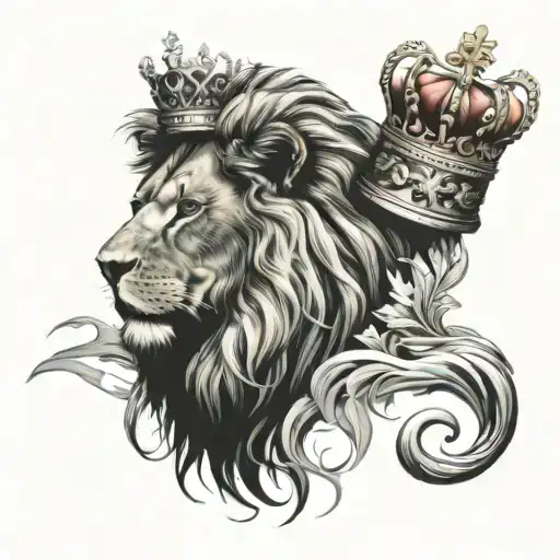 Lion With Crown And Christian Cross