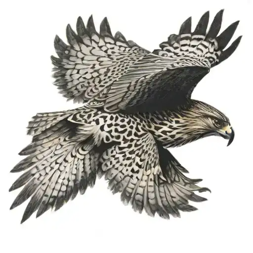 Hawk Flying And Looking Up