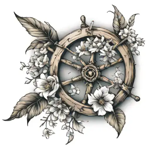 Ships Wheel With Birth Flowers Of November July January April Make Sure All Flowers Show