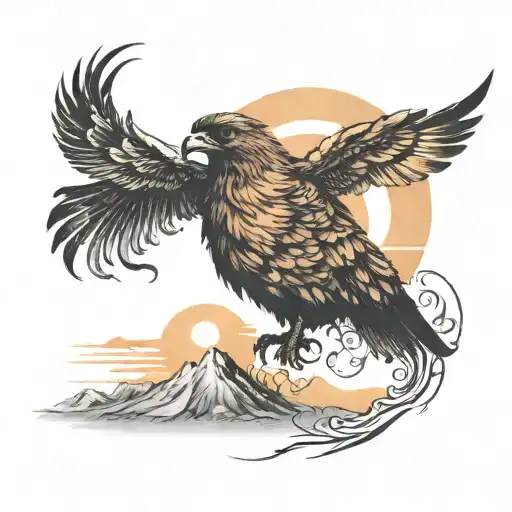 Perspective Change From Mountain View Through Camera Lens To Rising Phoenix Sunrise