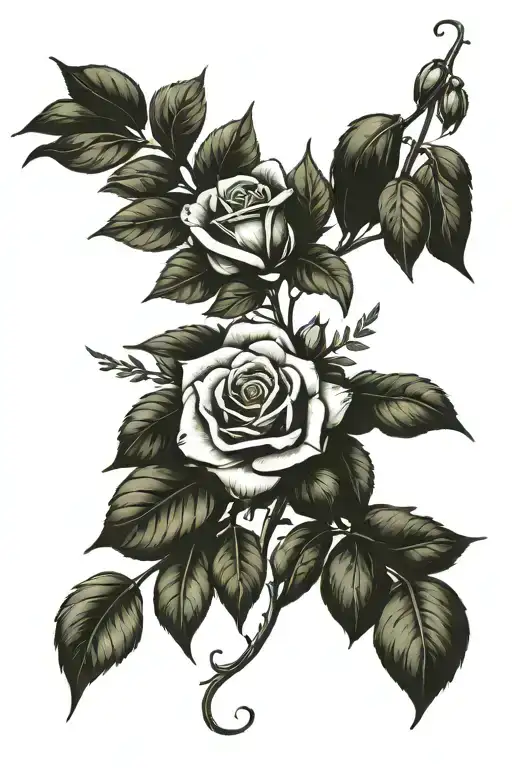 Olive Branch With A Rose And A Typical Flower Of Calabria With A Chilli Pepper And A Phrase In Greek