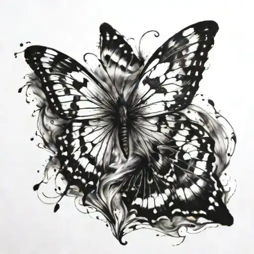 Small Messy Black And White Heart To Colorful Butterfly