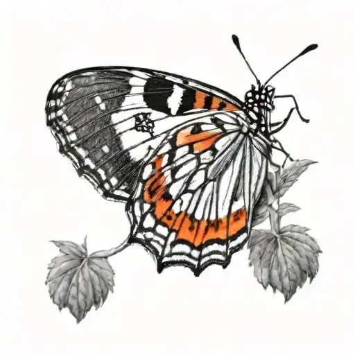 Black And White Colored Caterpillar Cocoon Into Red Admiral Butterfly