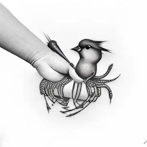 A Hand Using Little Birds Like Puppets With Strings