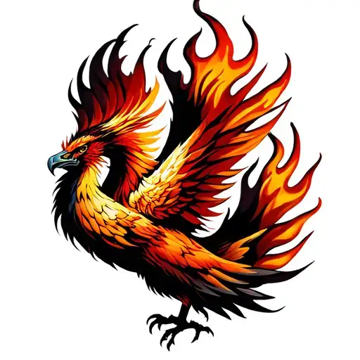Phoenix With Flames Left Arm Sleeve