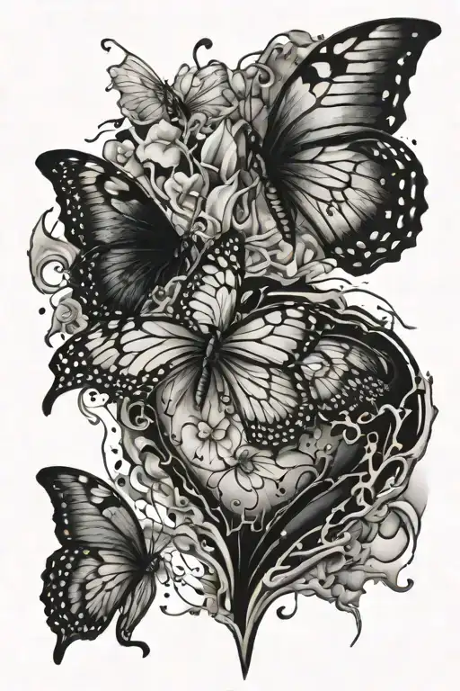 Black Broken Heart With Butterfly Flying Out In Color