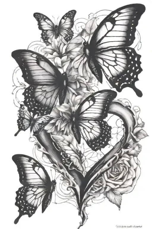 Black Broken Heart With Butterfly Flying Out In Color