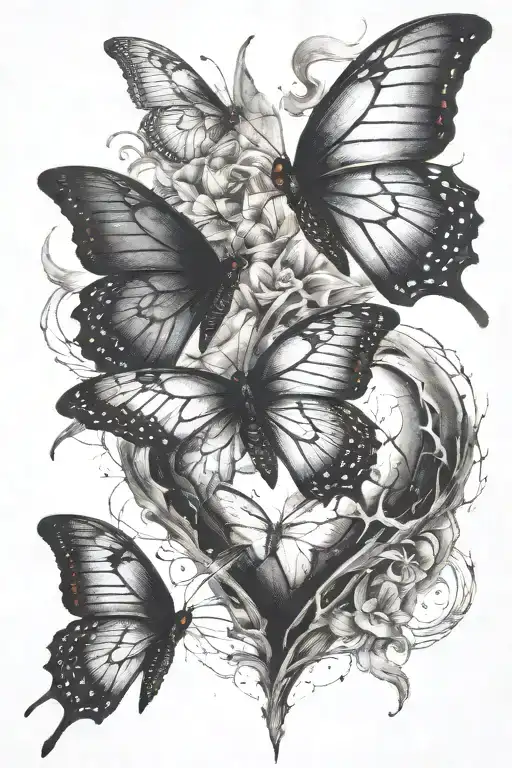 Black Broken Heart With Butterfly Flying Out In Color