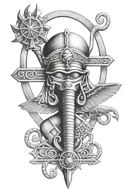 Ankh Withe Eyes Of Horus And Ra