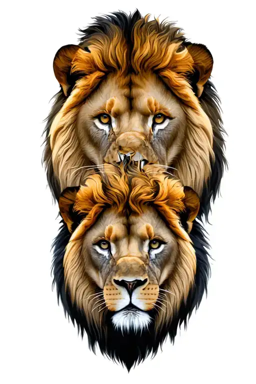 Four Male Adult Lions In A Pride Tattoo Design