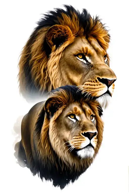 4 Male Adult Lions In A Pride Tattoo Design