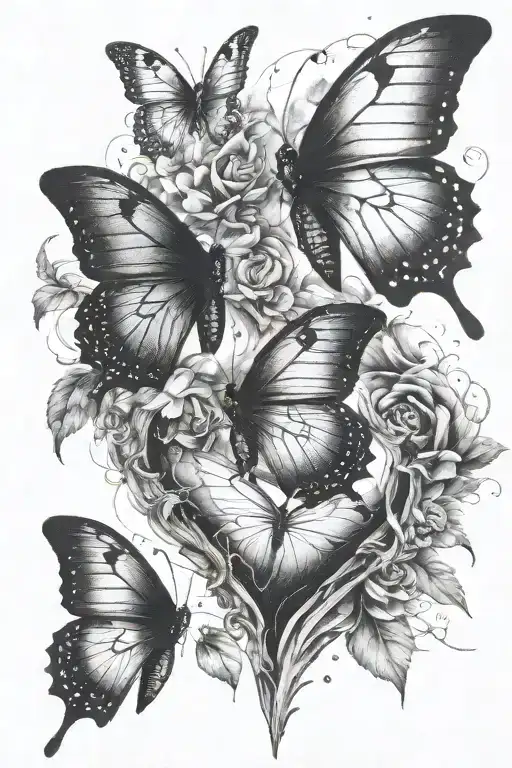 Black Broken Heart With Butterfly Flying Out In Color