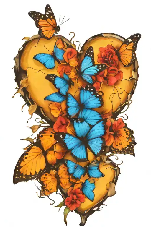 Black Broken Heart With Butterfly Flying Out