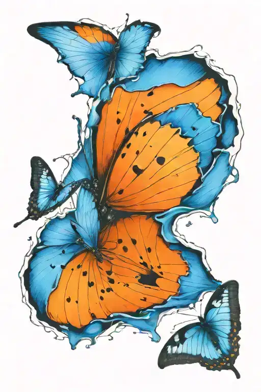 Black And White Broken Heart With Blue Orange Butterfly Flying Out