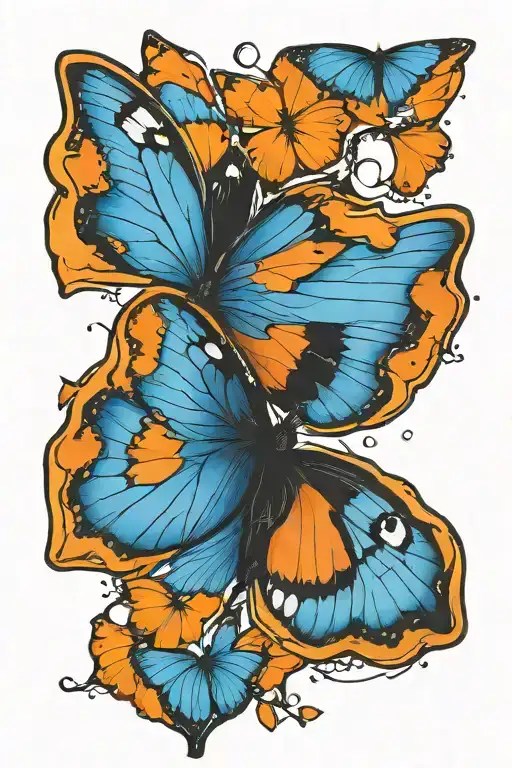 Black And White Broken Heart With Blue Orange Butterfly Flying Out