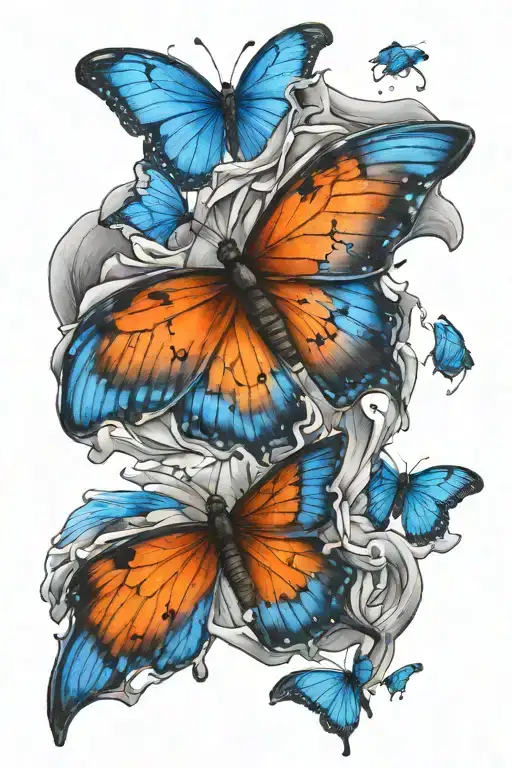 Grayscale Broken Heart With Blue Orange Butterfly Flying Out
