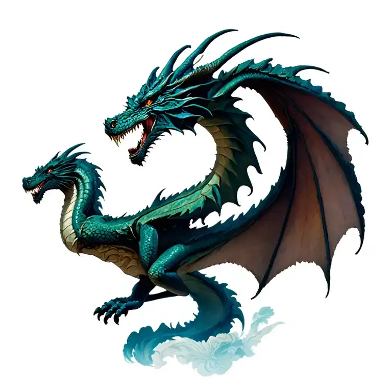 Dragon Flying Wings Spread Wide Open