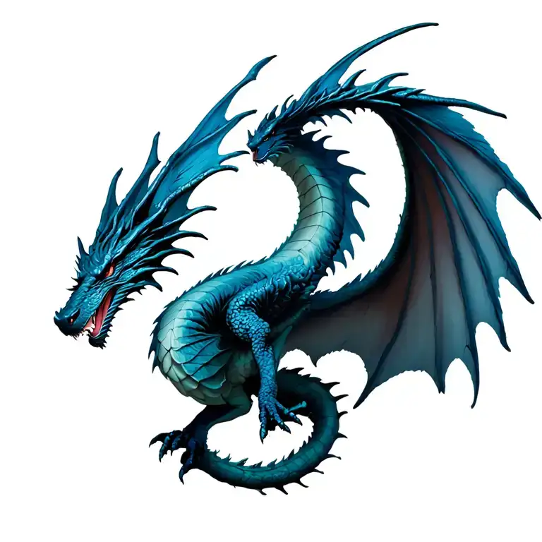 Dragon Flying Wings Spread Wide Open