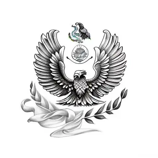 Mexican Eagle With Wings Spread Out