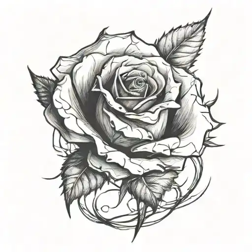 Rose With Thorns And Blood