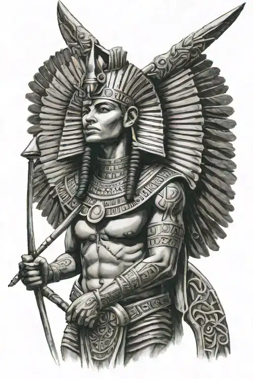 Egyptian God Sobeck With A Spear