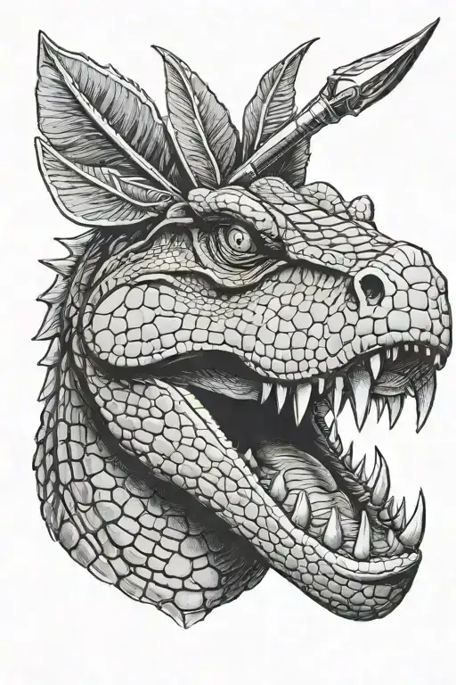 Egyptian God Crocodile Head With A Spear