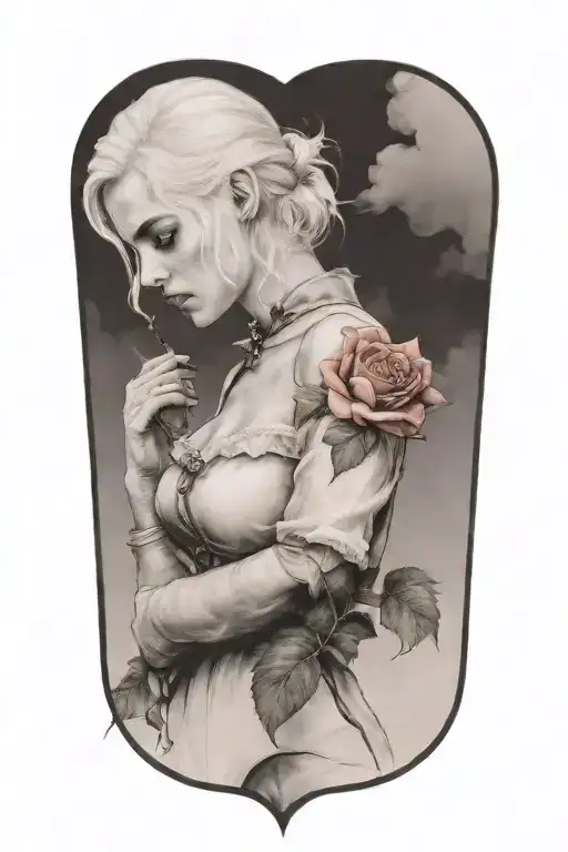 Ciri Snifing Rose In Storm