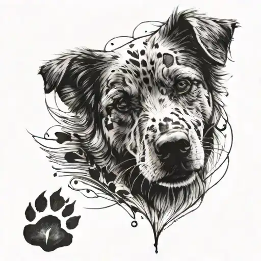 Dog With 3 Paw Prints Inside