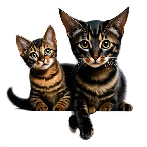 Mom Cat And Baby Cat Sitting