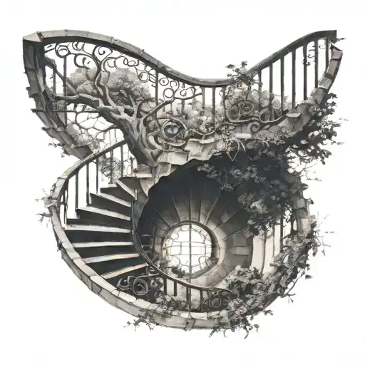 Tree At Top Of Spiral Staircase