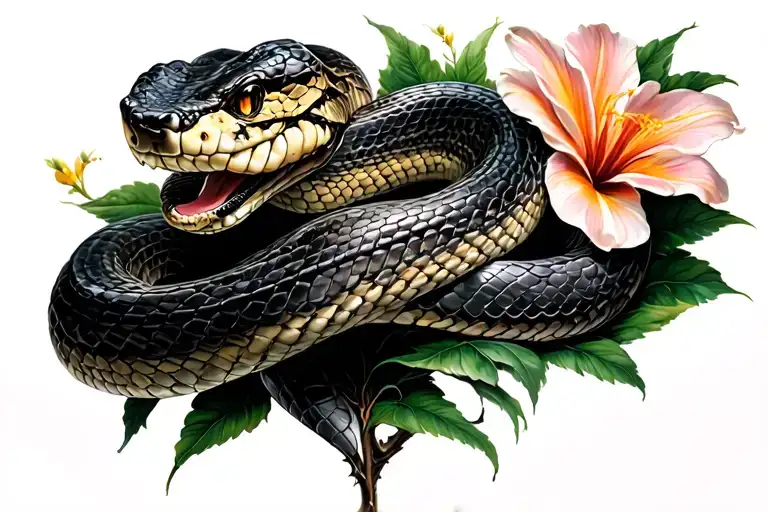 Snake And Flowers Growing
