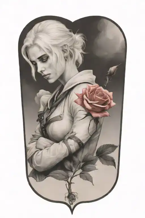 Ciri Standing With Rose In Storm
