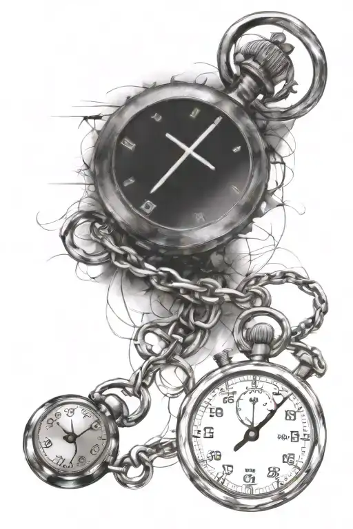 Christian Cross And A Stopwatch In Wire