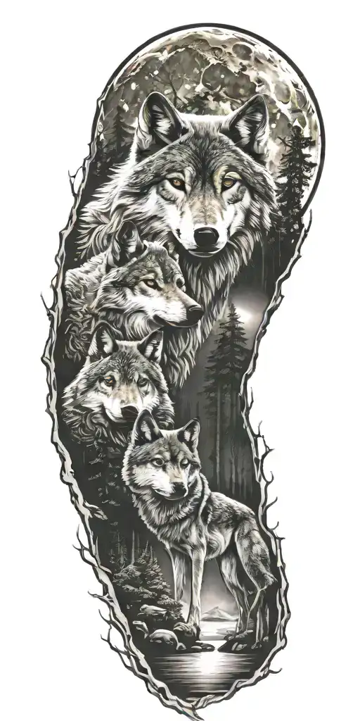 Wolf Forest Full Moon