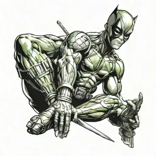 Marvel Leg Sleeve Tattoo Wirh Deadpool Spiderman Wolverine Hulk And Others