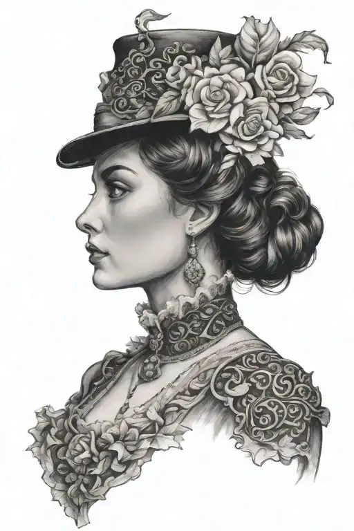 Victorian Style Portrait Woman Posing