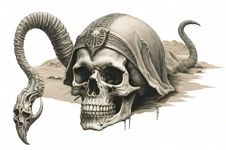 Egyptian Skull In A Desert
