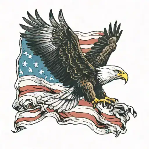 Eagle With American Flag