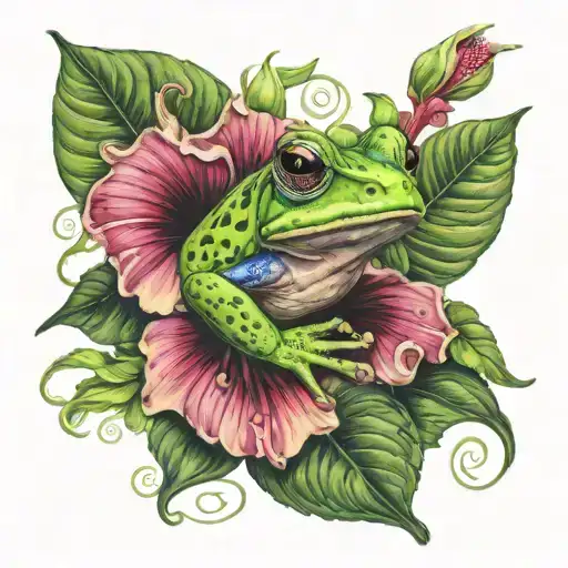 Hibiscus With Coqui Frog